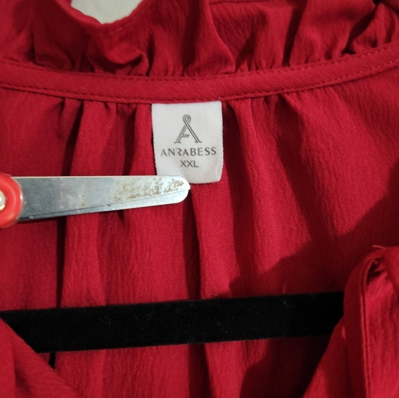 ANRABESS XXL DRESS COLOR WINE RUFLEE SLEEVE. - Picture 3 of 13